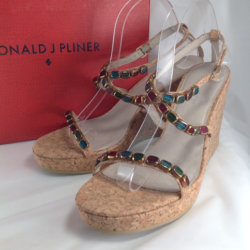 Donald J Pliner Wondra Jeweled Cork Wedge Sandal